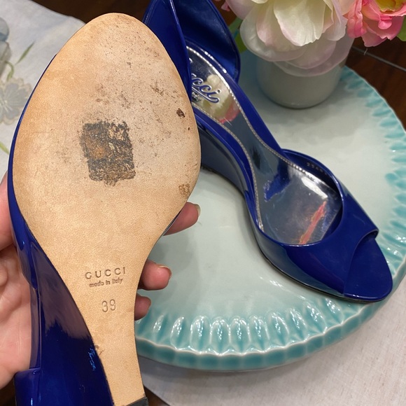Gucci Blue patent” Sofia” wedges - Picture 5 of 5